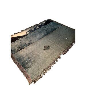 Tapestry Blanket Ship on Water With Iceberg and Mountains Made in USA 56" x 79"